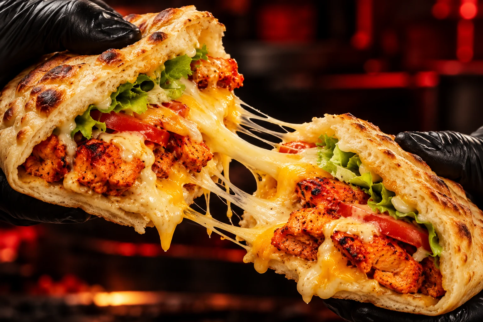 Un cheese naan ouvert et son fromage fondant